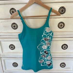 Lole Teal Camisole with White & Gray Circular Print